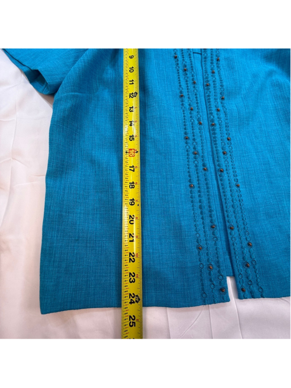 Sag Harbor Dress Woman Turquoise Two Piece Skirt Suit Set Size 14W Beaded Jacket - Picture 12 of 15